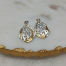 Vintage Two-Tone Silver and Gold Tone Filigree Drop Earrings picture