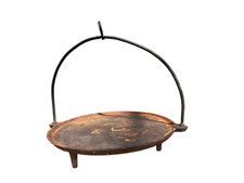 Hanging 3 Footed Antique Fireplace Hearth Primitive CAST IRON cooking Griddle picture