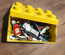 LEGO Bulk Lot Mixed Bricks & Pieces Multicolor in Yellow Storage Box picture