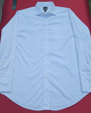 Joseph A Bank Shirt Mens 17.5 34 White Solid Traveler Long Sleeve Button Up 100% picture