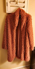 Women’s Pink Open Front Lined Mid-Length Long Sleeve Overcoat, Size XL picture