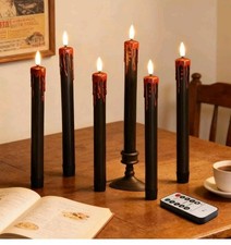 6ct Flameless Taper Candles with Remote, LED. Bleeding Wax Design picture