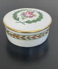 VTG Limoges France Hand Painted Porcelain Trinket Box Rose Wreath Georges Boyer picture