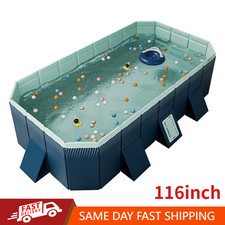 116Inch Swimming Pool Large Rectangular Foldable Adult Kid Above Ground Outdoor picture