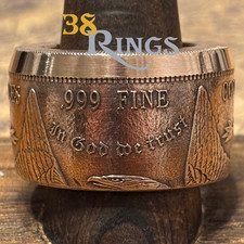 EXCLUSIVE GIGANTIC COPPER Morgan Dollar 2 Ozt COIN RING SIZE 9-13 USA America picture