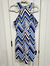 Emerald Sundae Women’s Bodycon Halter Sleeveless Chevron Knit Short Dress L picture