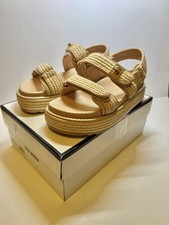 Steve Madden Big Mona Platform Sandal Natural Raffia Womens Size 8 New picture