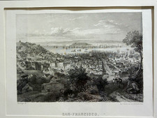 Antique c1855-60 San Francisco Rouargue Steel Engraving Furne Paris CA picture