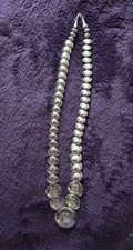 Glamorous Round Concho Bead Vintage Navajo Sterling Silver Necklace picture