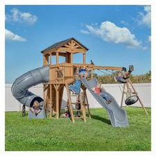 Backyard Discovery Dover Bay Wood Swing Set with Slides Outdoor Playset NEW picture