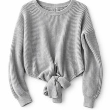 Hollister Light Gray Tie-Front Sweater picture