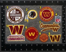 WASHINGTON COMMANDERS SET OF 9 NFL FOOTBALL IRON ON PATCHES SEE PHOTO/ RULER picture