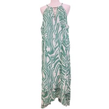Mlle Gabrielle Maxi Dress Womens 2X Green Abstract Sleeveless Pre-Owned picture