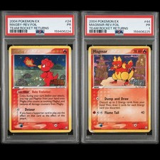 PSA 1 Sequential Magby Magmar Reverse Holo Foil EX Rocket Returns TRR 2004 PR picture
