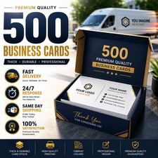 500 Premium Business Cards, Free Design,F ast Delivery ,Same Day Shipping,  24/7 picture