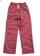 NEW ROMWE Women's Goth Punk Red Plaid Faux Leather Strap Detail Pants Size L / M picture