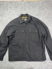 Volcom Jacket Mens Large Black Quilted Canvas Snap Front Pockets Lined Warm picture