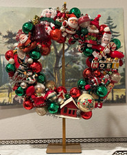 16” Vintage ornament Christmas wreath picture