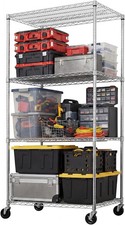 NSF 4-Tier Heavy Duty Steel Wire Rack W/Wheels (36