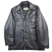 M Julian Wilsons Leather Jacket Mens Large Black Leather Car Coat Button Front picture