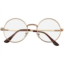 Round Glasses Retro Vintage Classic Metal Clear Lens Round Hippie Glasses picture