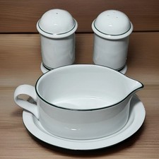 Dansk Int. Bistro Portugal Gravy Boat Pitcher W/ Underplate & Salt And Pepper picture