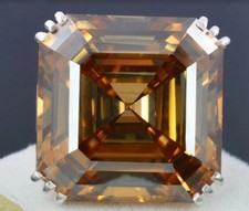 925 Silver, Champagne Diamond Solitaire Ring, HUGE & RARE 42Ct Certified Treated picture