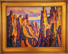 American Southwest Grand Canyon Landscape Original Oil Painting in Gold Frame picture