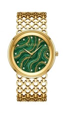 MASTRI Women's Watch Gold Tone GREEN TEXTURE DIAL picture