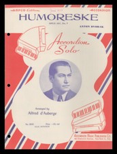 HUMORESKE Dvorak 1953 Alfred d'Auberge ACCORDION SOLO Vintage Sheet Music picture
