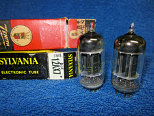 NIB Matched PAIR Sylvania 12AX7 Black Plate Tubes   Tilted Square Getter ECC83 picture