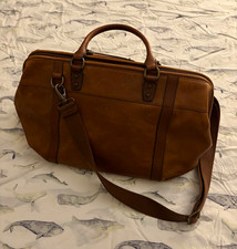 Vintage Fossil Estate Brown Duffle Bag Zip & Buckle Top Handle Lined picture