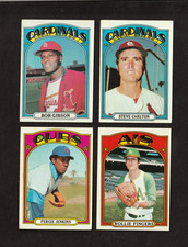1972 Topps Lot Of 4 HOF'ers Bob Gibson,Ferguson Jekins Fingers,Steve Carlton picture
