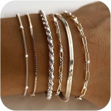 Dainty Silver Bracelets for Women Trendy, 925 Sterling Silver Jewelry Se picture