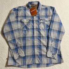 Simms Guide Series Shirt Men's XL Blue Plaid Long Sleeve Button Fishing Pockets picture