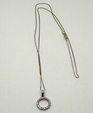 14K White Gold 1/4 CTW Diamond Circle Pendant Necklace 20