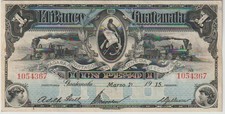 Guatemala 1 Peso Banknote 1915 Extra Fine-Choice Very Fine Grade P# picture