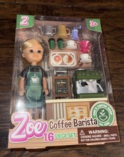 Zoe Coffee Barista Doll 16 Piece Playset Coffee Machine Cafe Accessories New picture