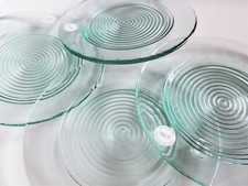 4x San Miguel Recycled Glass SALAD PLATES Light Green Handmade SPAIN 8