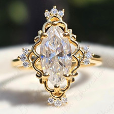2.5 CT* Vintage Marquise-cut Moissanite Ring Size 6 picture