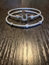 Gorgeous Vintage Peruvian .925 Sterling Silver 2-Piece Stack Bangle Set picture