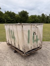 Antique Vintage Industrial Store Cart Laundry Basket Canvas Tolling Storage Bin picture