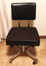 Vintage 1970s Bassick Steno Chair by Steelcase Chrome & Black -REDUCED picture