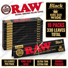 RAW Classic Black King Size Wide Unrefined Rolling Papers | 10 Packs picture
