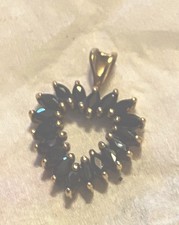 10K Yellow Gold Marquise Sapphire Heart Pendant picture