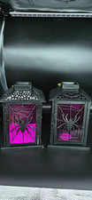 Pier 1 Imports Halloween Spiderweb Lantern Set of 2 Black/Purple 10
