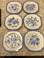 Spode Blue Room Collection Set of 6 Square Blue Floral Ceramic Decorative 9” picture