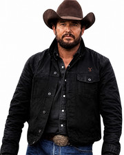 Men's Yellowstone John Dutton Ranch Rip Wheeler Black Denim Cotton Cowboy Jacket picture