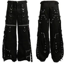 Gothic Black Cotton Punk Rock Emo Trip Pants picture