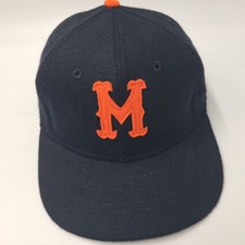 Vintage Minneapolis Millers Hat Fitted 7 1/4 Devon Black Orange Leather Band Men picture